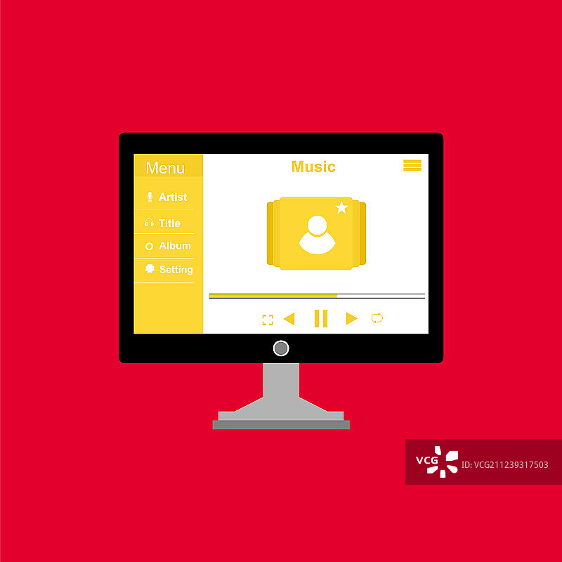 媒体播放器应用程序与扁平的应用程序模板图片素材