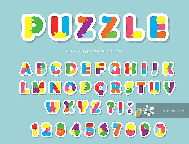 彩色创意拼图剪纸字体ABC图片素材