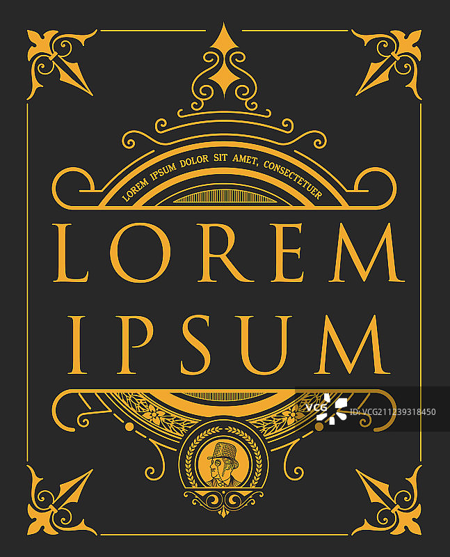 带有巴洛克元素和盾徽的标签图片素材