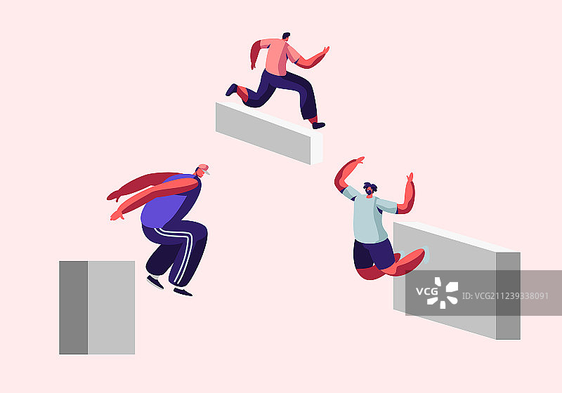 城市跑酷：年轻男子自由跑训练图片素材