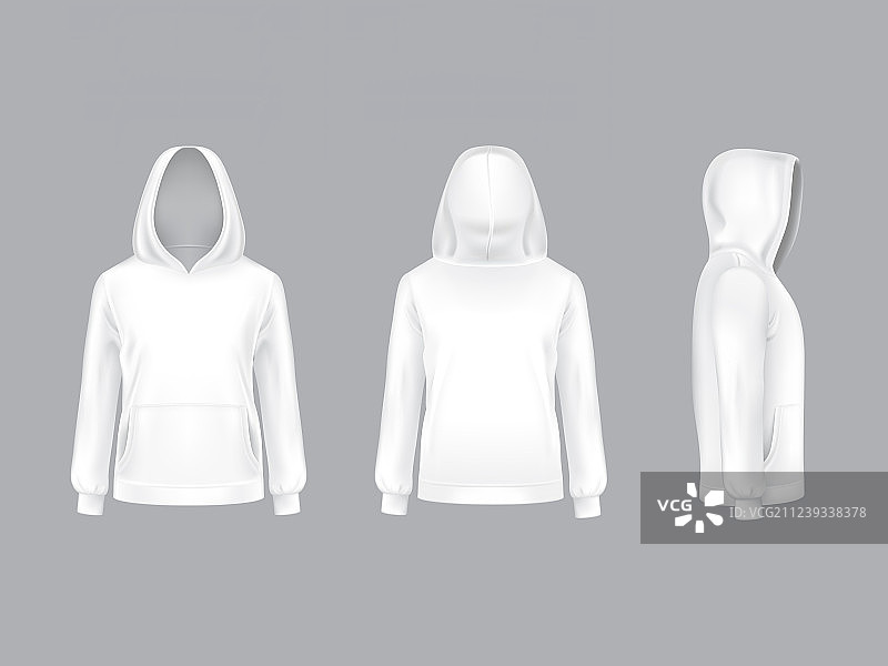 逼真的白色连帽衫样机图片素材