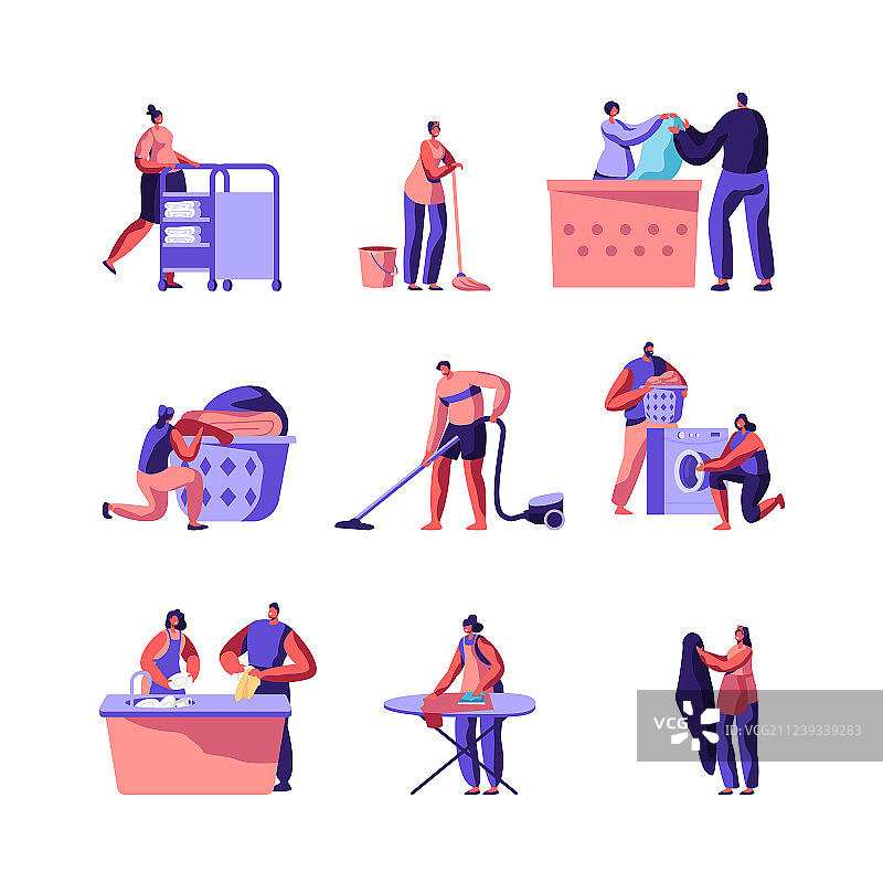 洗衣与家居清洁套装（男女）图片素材