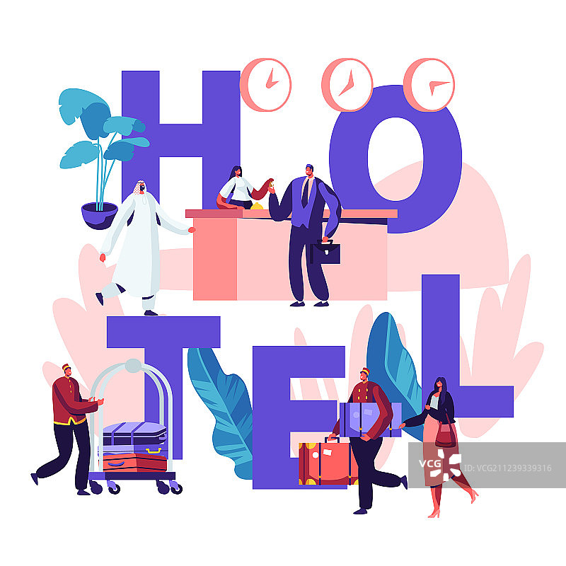 酒店大堂接待处内部场景图片素材