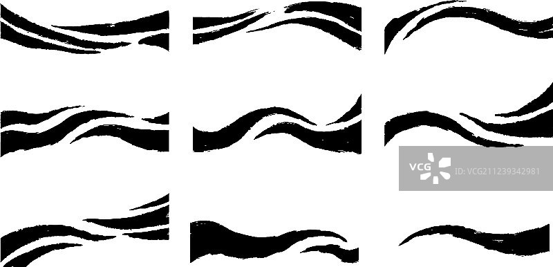 手绘黑色笔触波浪线素材图片素材