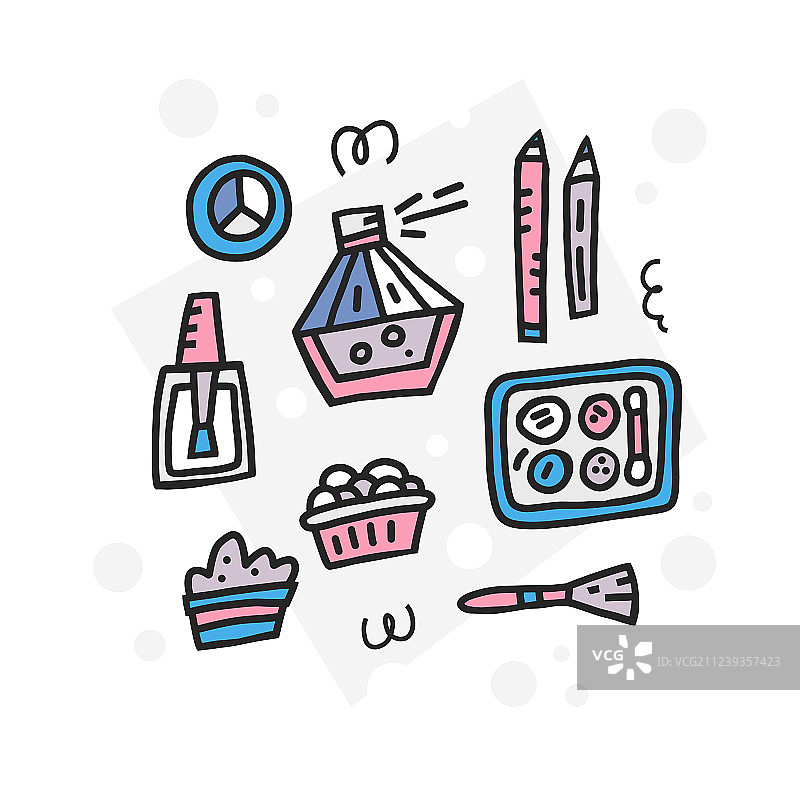 少女化妆品涂鸦图片素材