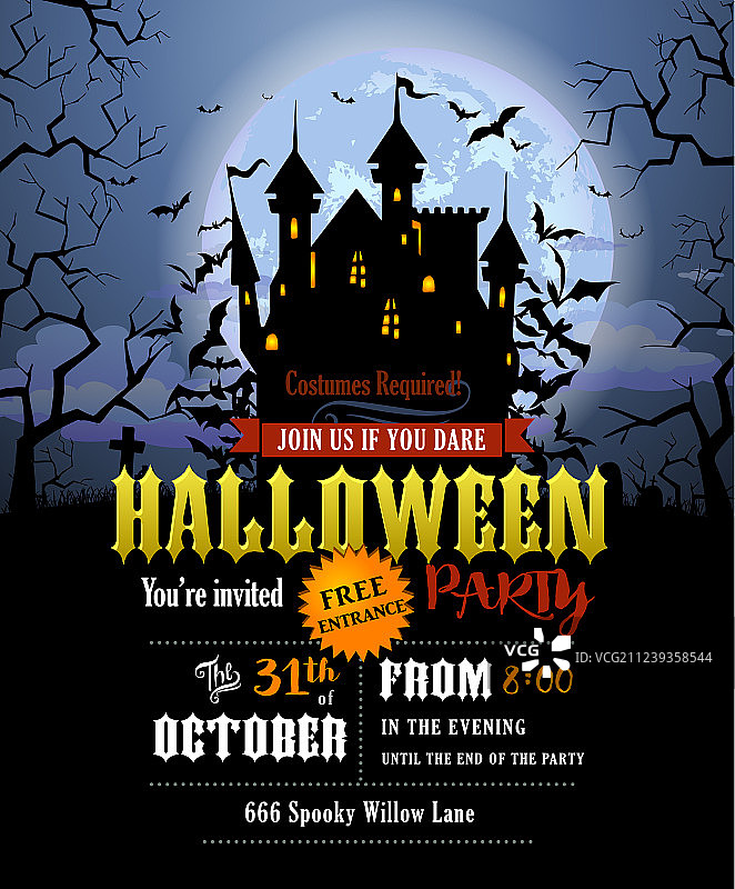 万圣节派对德古拉邀请函图片素材