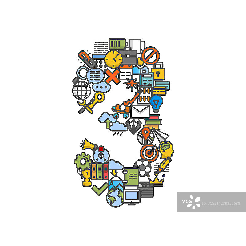 数字三形状的手机图标图片素材