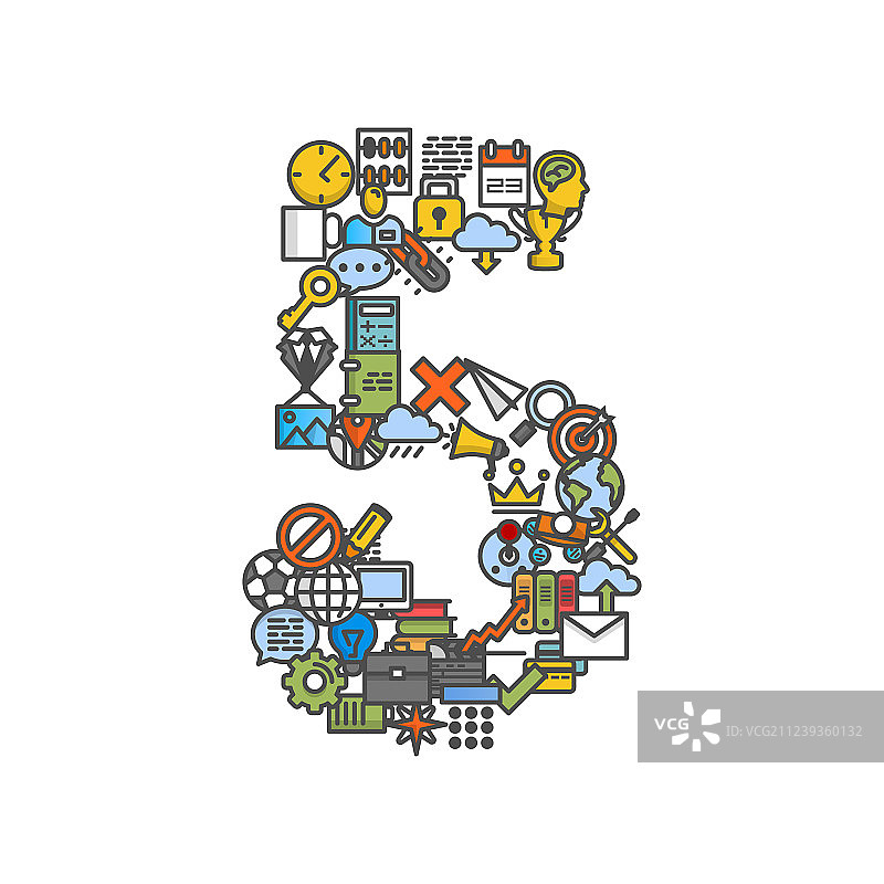 一组数字造型的电话图标图片素材
