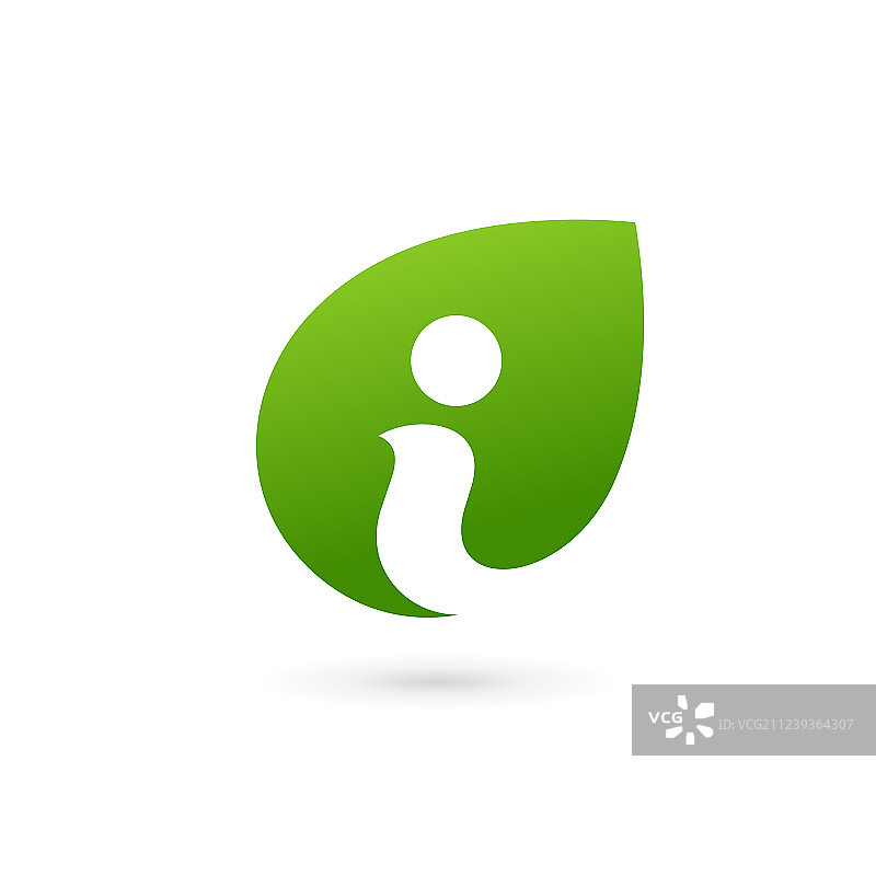 字母I生态树叶logo图标设计模板图片素材