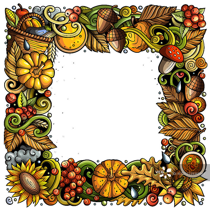 卡通可爱手绘秋季框架图片素材