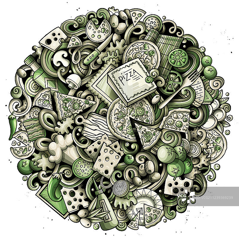 卡通涂鸦披萨图片素材