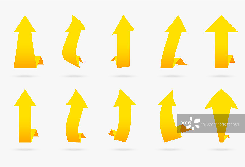 黄色流行箭头贴纸图片素材