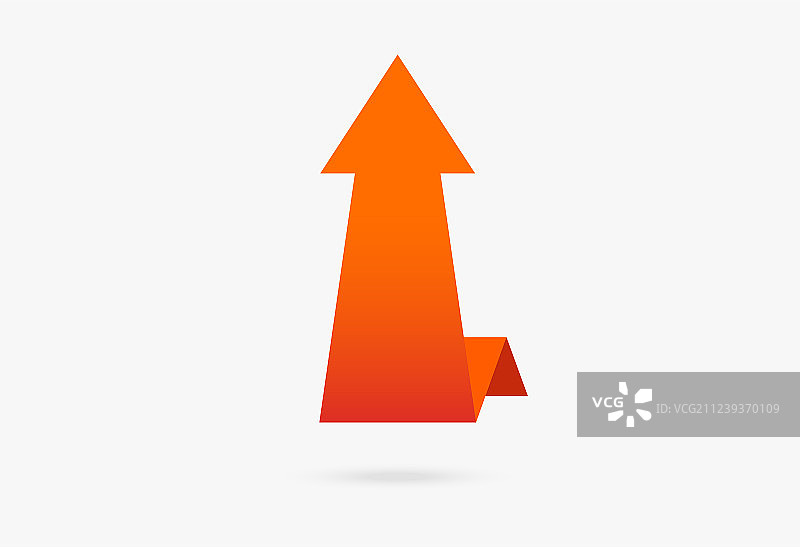 橙色流行箭头折纸贴纸图片素材