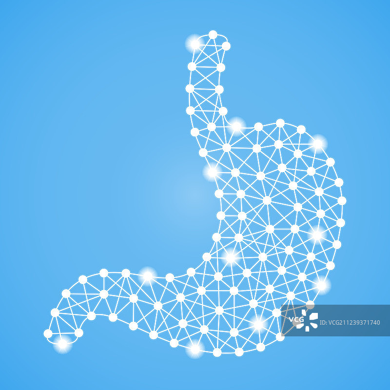 蓝色背景下的人类胃部图片素材