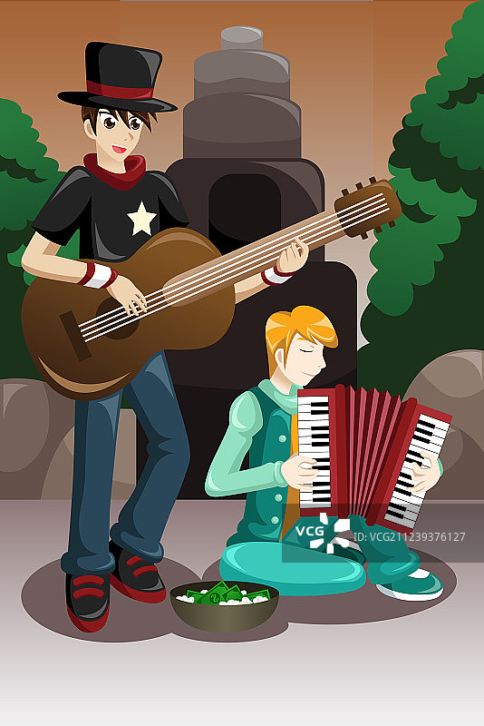 街头音乐家表演图片素材