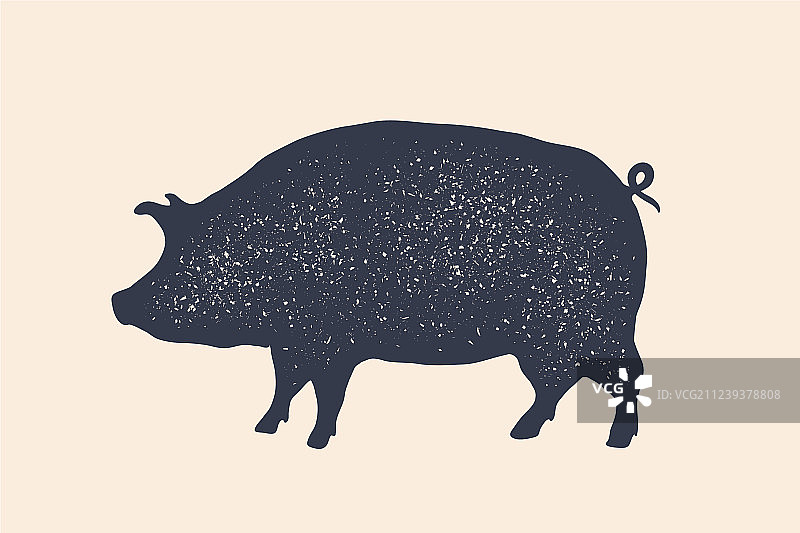 猪肉复古标志海报图片素材