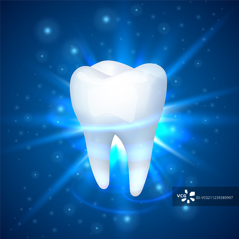 蓝色背景上的牙齿图片素材