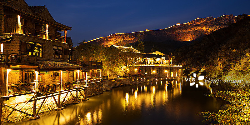 夜晚的古北水镇风光图片素材