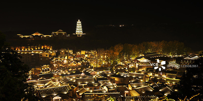 夜晚的古北水镇风光图片素材
