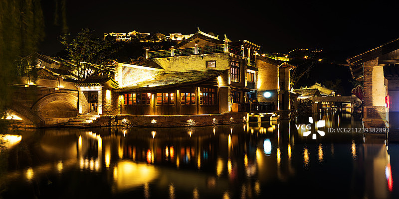 夜晚的古北水镇风光图片素材