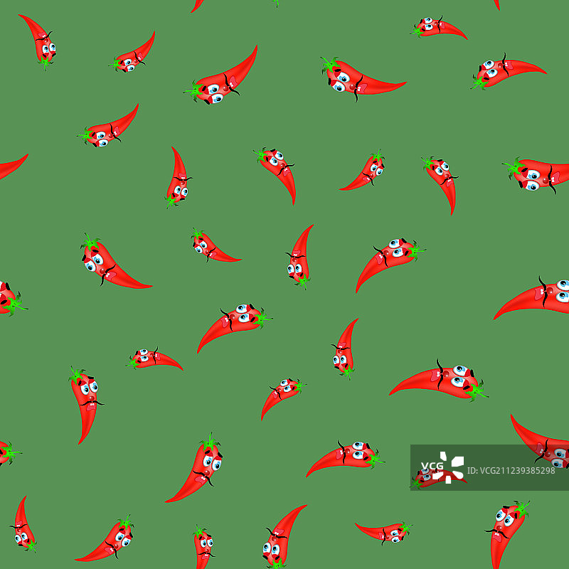 卡通辣红辣椒无缝图案图片素材