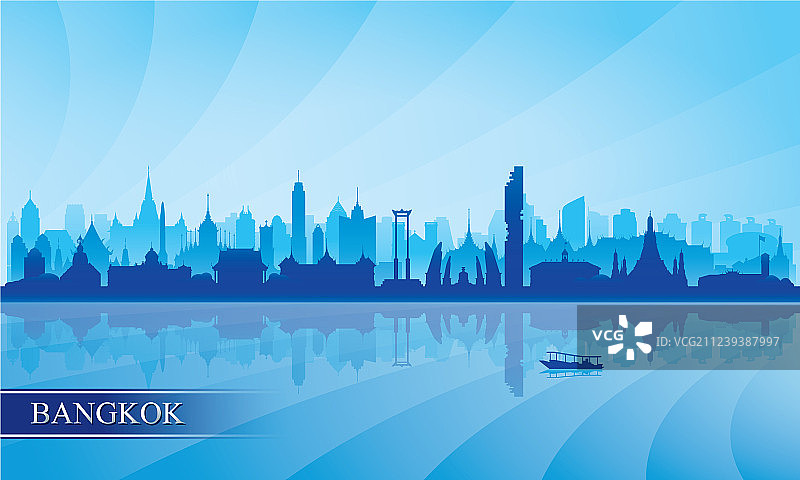 曼谷城市天际线剪影背景图片素材