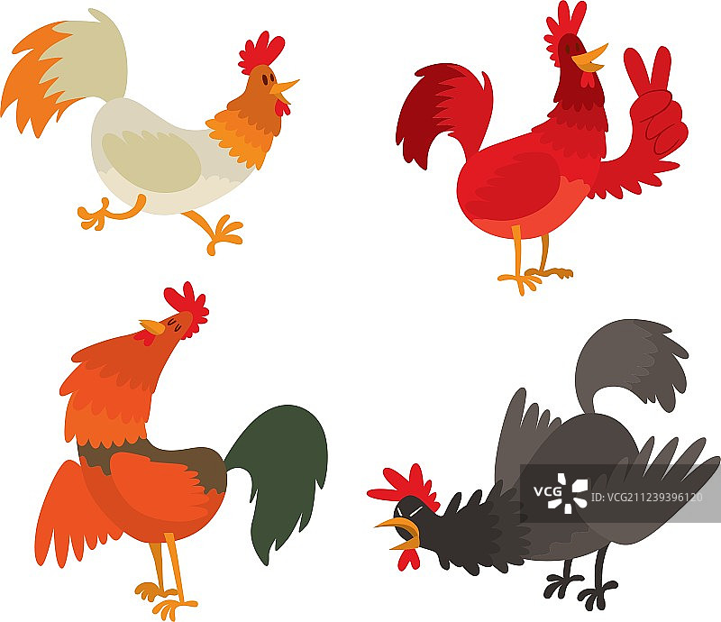 可爱的卡通公鸡图片素材