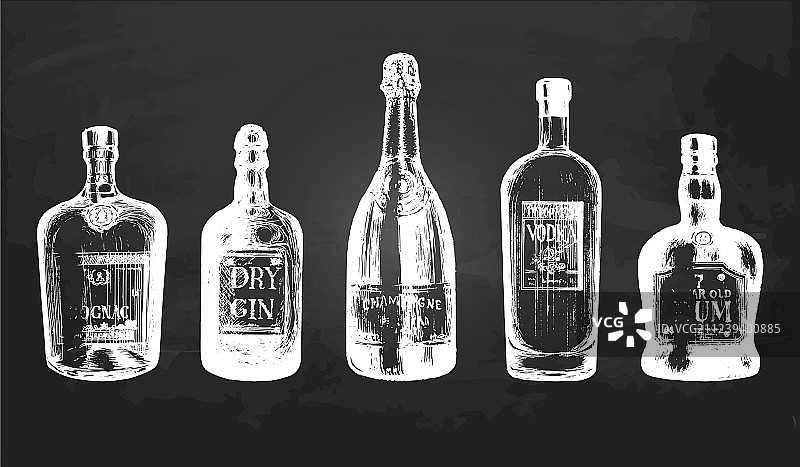 手绘酒精饮料瓶（朗姆酒）图片素材