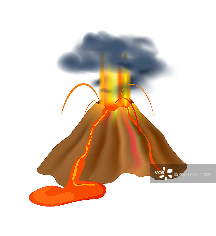 孤立的火山爆发图标图片素材