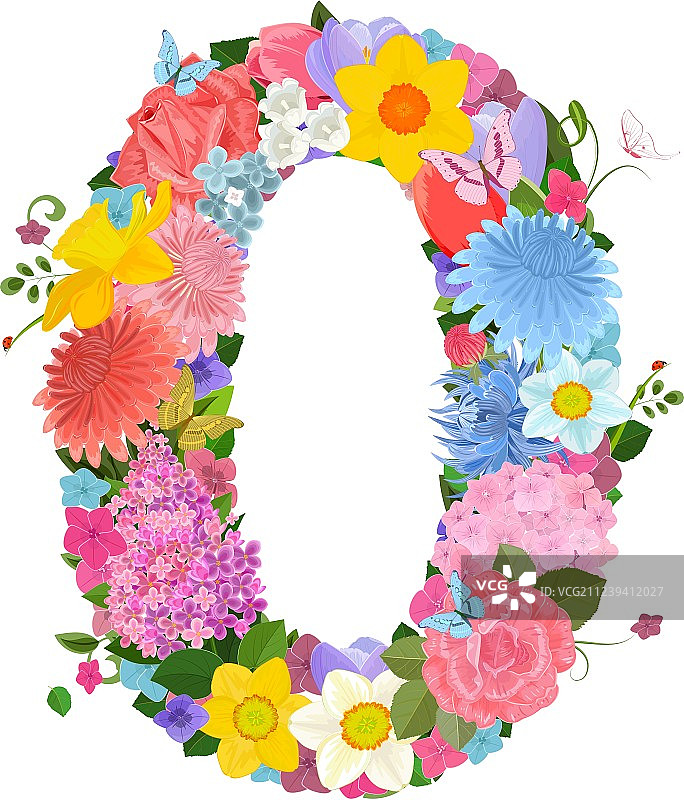 可爱鲜花图案明信片图片素材