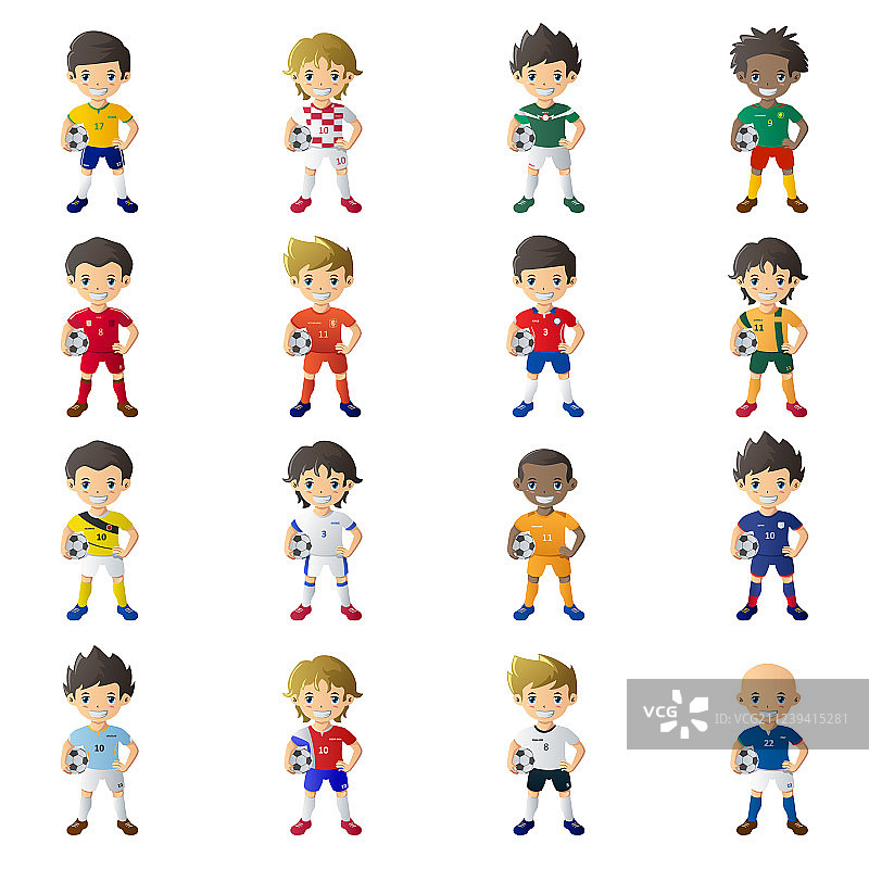 男孩穿着足球球衣，拿着足球图片素材