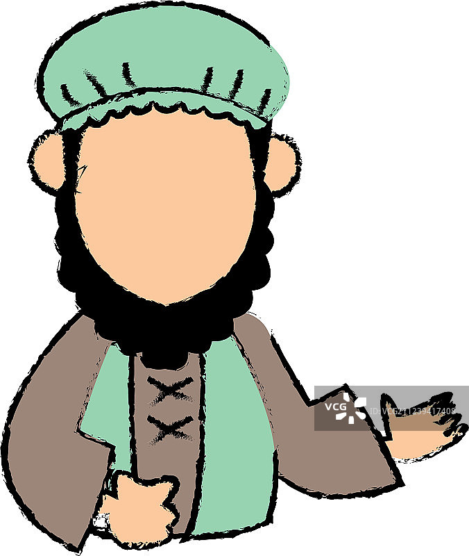 东方基督教风格的卡通男人图片素材