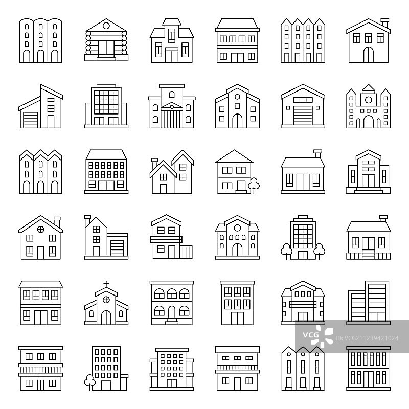 建筑施工轮廓图标集23图片素材