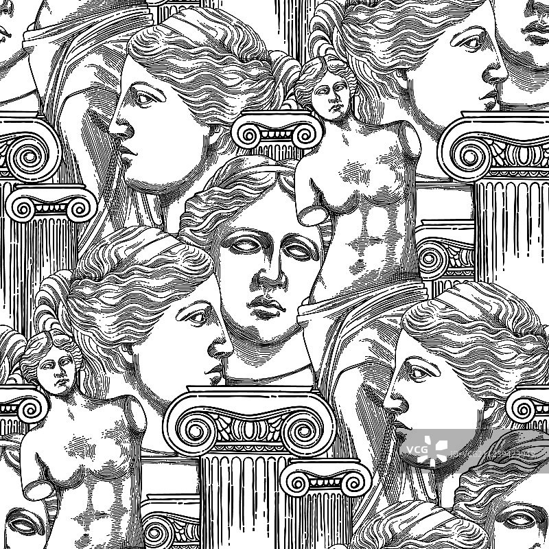 维纳斯和柱子的古典图案图片素材