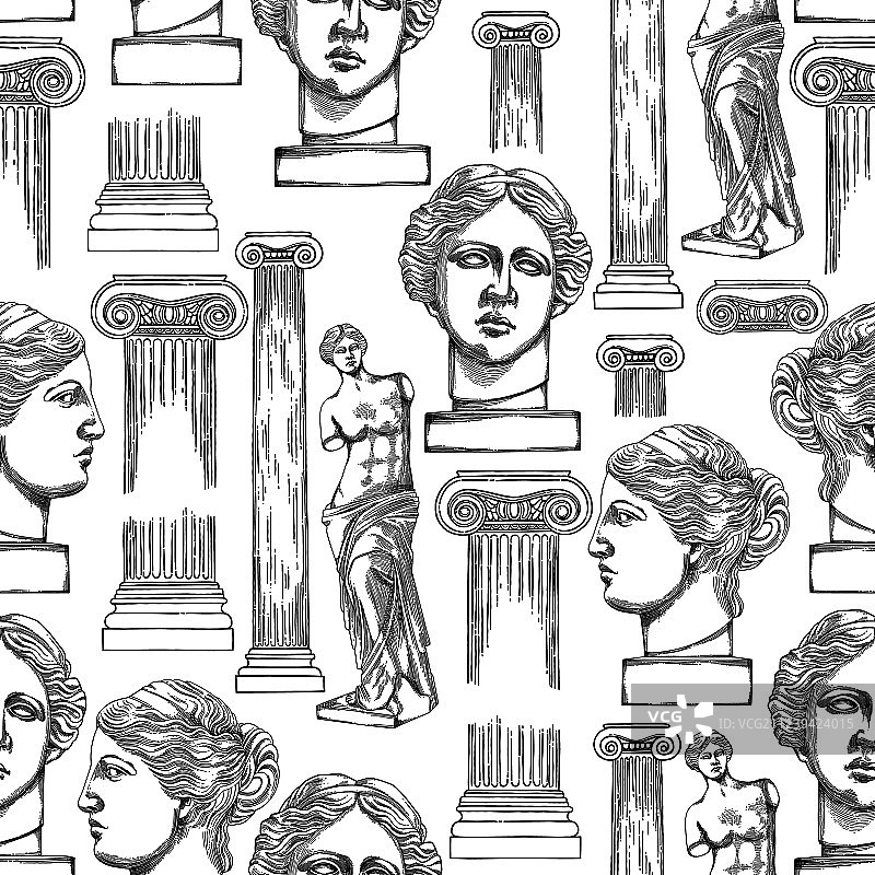维纳斯和柱子的古典图案图片素材