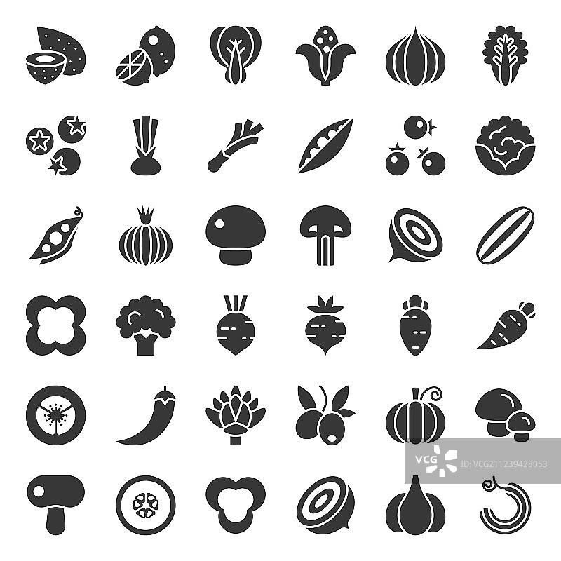 蔬菜图标合集 22款实心风格图片素材