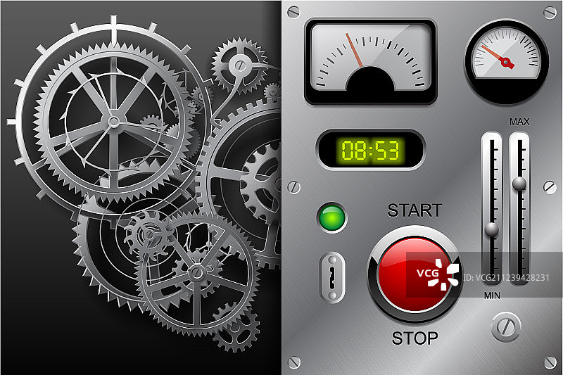黑白金属齿轮图片素材