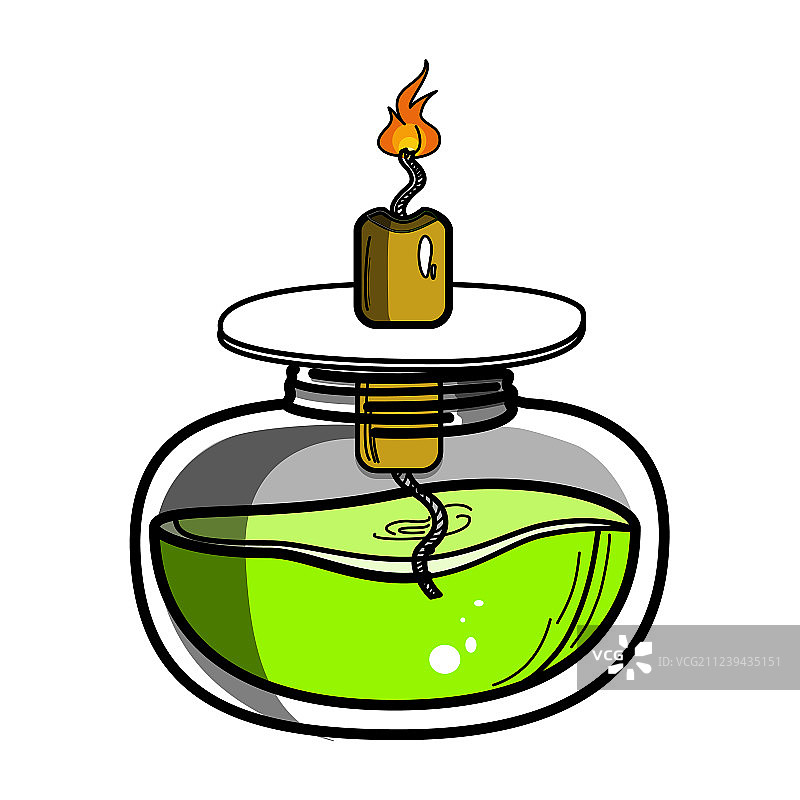 酒精灯化学燃烧器彩色草图图片素材