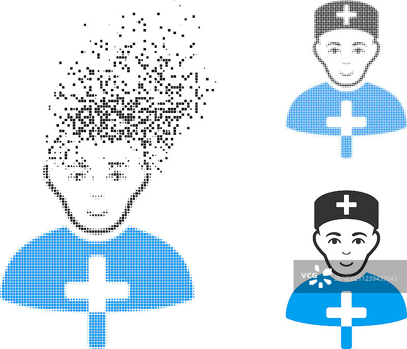 分解式半色调点教堂医生图标图片素材
