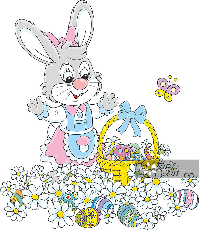 鲜花中的复活节彩蛋寻宝游戏图片素材