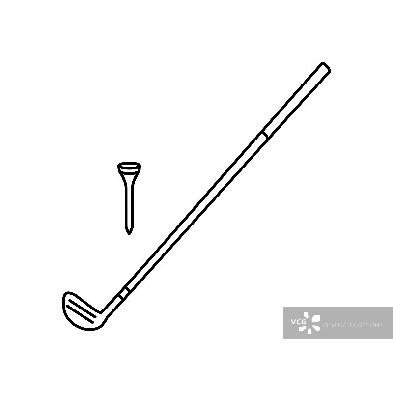 高尔夫球杆线条图标图片素材