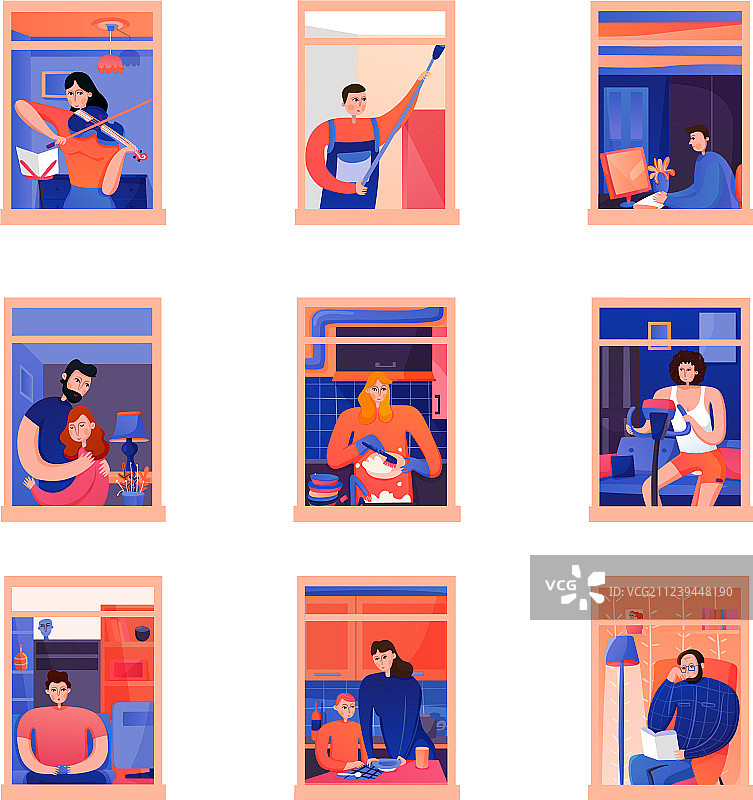 社区邻居扁平化合集图片素材