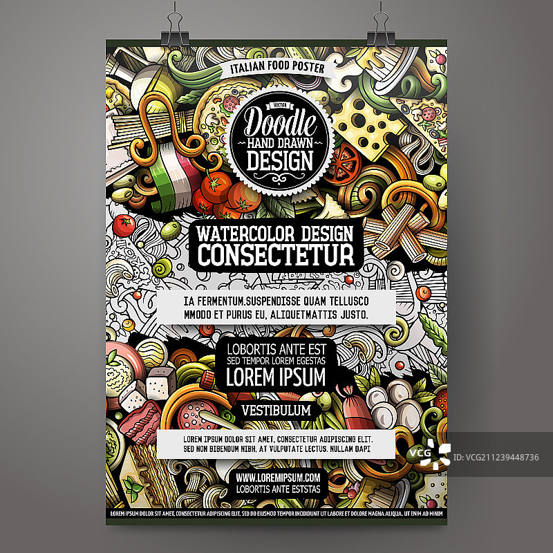 卡通手绘意大利美食海报图片素材