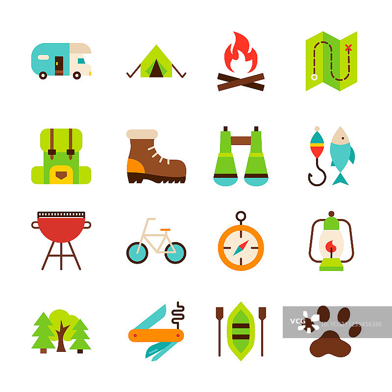 露营徒步旅行物品图片素材