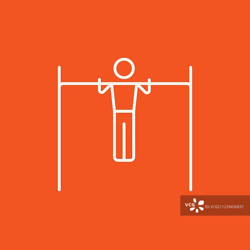 在单杠上锻炼的体操运动员线条图标图片素材