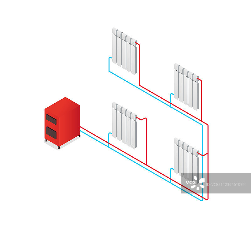 暖气锅炉散热器示意图图片素材