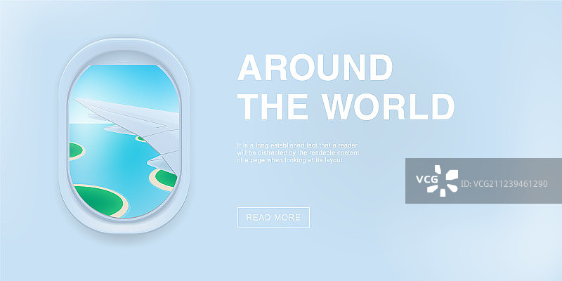 卡通飞机舷窗banner图片素材