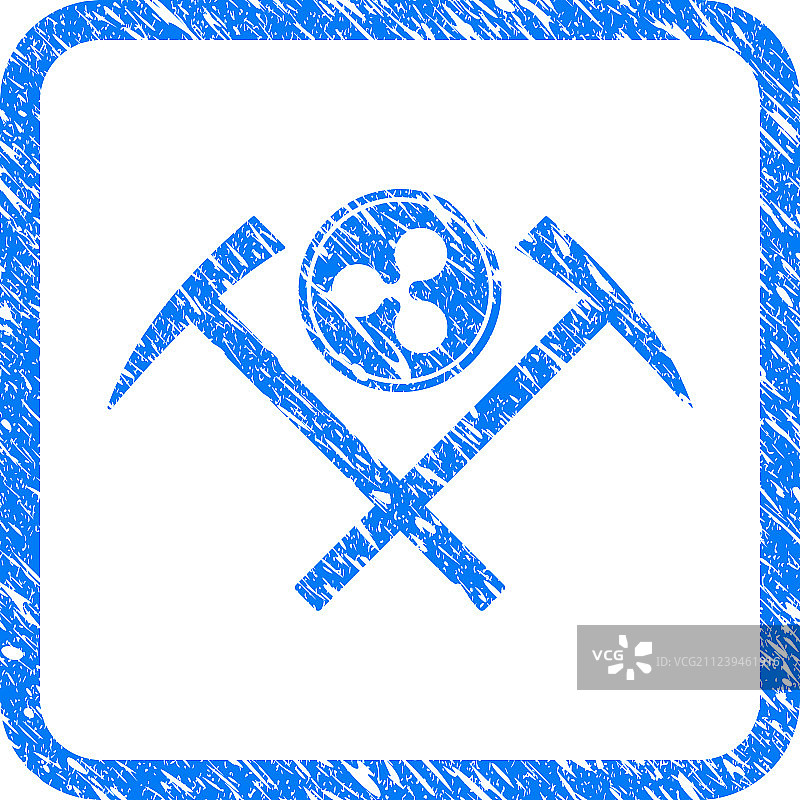 瑞波币采矿锤框架印章图片素材