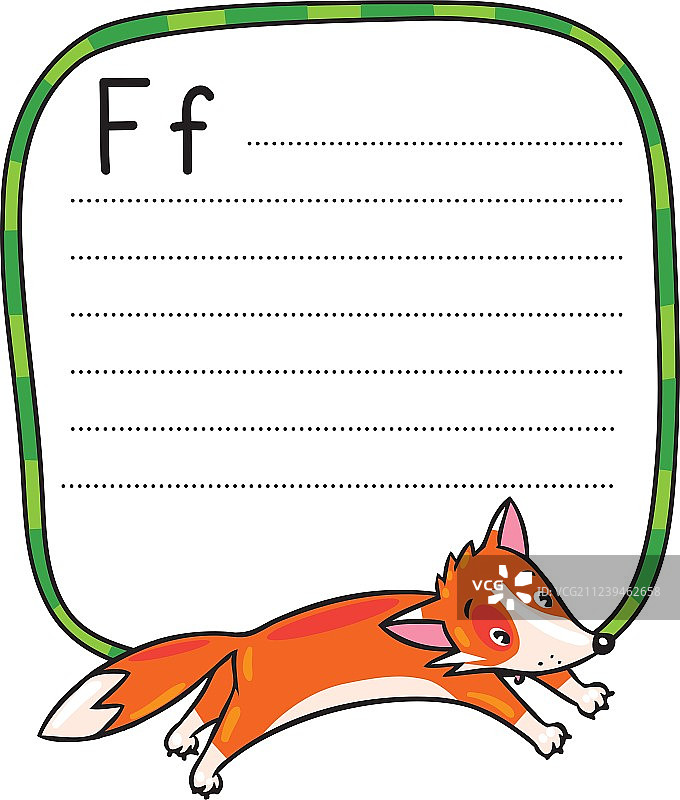 有趣的跳跃小狐狸，ABC字母F图片素材