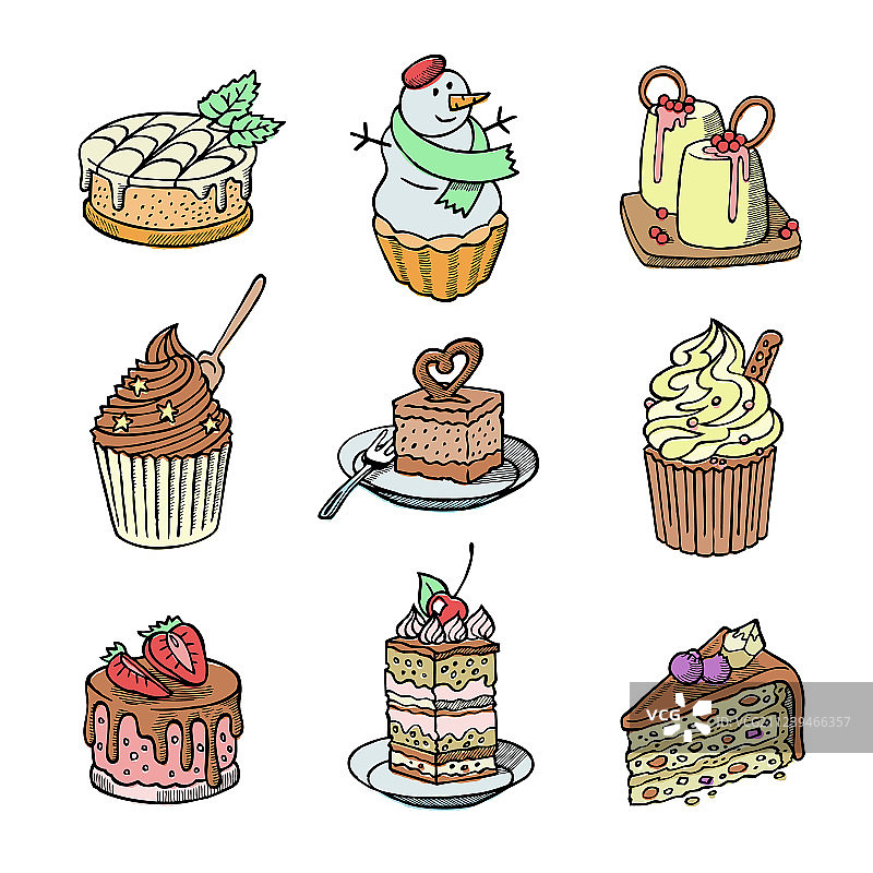 蛋糕和纸杯蛋糕，一块芝士蛋糕图片素材